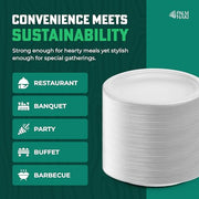 PALM NAKI Heavy Duty Paper Bowls Bulk | 12 oz, 80-Pack | Natural Sugarcane Bagasse & Bamboo Pulp | Disposable Bowls for Hot Soup & Meals | Leak-Resistant & Sturdy