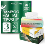 Bamboo Facial Tissue | 3-Ply Strong | Lint-Free, Fragrance-Free | Gentle for Sensitive Skin | BPA & PFAS-Free, FSC Certified | (125 Sheets Per Box) | PALM NAKI