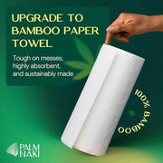Premium Bamboo Paper Towels - Eco-Conscious, 2-Ply, 75 Sheets/Roll - Pack of 6 Rolls - 36 Rolls Per Case - Super Absorbent & Sustainable | Palm Naki
