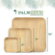 Palm Naki Square Palm Leaf Disposable Plates and Matching Wooden Cutlery Value Bundle