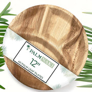 Palm Naki Round Compartment Palm Leaf Plates (40 Count) - BPA Free Plates, Disposable Dinnerware, Compostable and Biodegradable 4 Compartment Plates, Eco Friendly Plates (12" Round Plates)