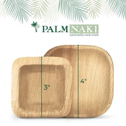 Palm Naki Palm Leaf Square Bowls (40 Count) - Disposable Dinnerware, Compostable and Biodegradable Bowls