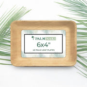 Palm Naki 6" x 4" Rectangular Palm Leaf Plates (40 Count)