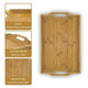 Palm Naki Bamboo Serving Tray - Bamboo Decorative Tray With Handles, Bamboo Charcuterie Tray, Bamboo Wood, 19.5” x 11.8” x 1.5”