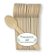 Palm Naki Birchwood Cutlery (40 Count) - Disposable Dinnerware, Eco-Friendly, Compostable and Biodegradable Cutlery (Spoons)