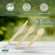 Palm Naki Birchwood Cutlery (40 Count) - Disposable Dinnerware, Eco-Friendly, Compostable and Biodegradable Cutlery (Forks)