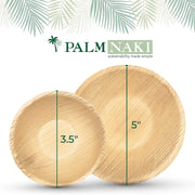 Palm Naki Round Palm Leaf Bowls 5 Inch (25 Count) - Disposable Dinnerware, Compostable and Biodegradable Bowls (5" Bowls)