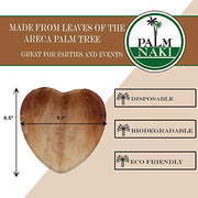 Palm Naki Palm Leaf Heart Plates (40 Count) - Disposable Dinnerware, Compostable and Biodegradable Plates, BPA Free Plates - Heart