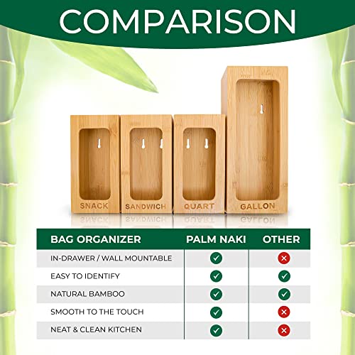 Palm Naki Bamboo Ziplock Bag Organizer for Drawer Storage Bag Organ