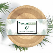 Palm Naki Round Palm Leaf Bowls (40 Count) - Disposable Dinnerware, Compostable and Biodegradable Bowls