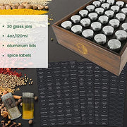 Palm Naki Bamboo Spice Rack with 30 Glass Jars - Bamboo Wood Spice Rack Organizer, Spice Rack for Countertops, 16.25" x 14" x 4.75"