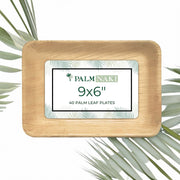Palm Naki Rectangle Palm Leaf Plates (40 Count) - Disposable Dinnerware, Compostable and Biodegradable Plates