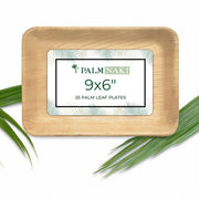 Palm Naki Rectangle Palm Leaf Plates (25 Count) - Disposable Dinnerware, Eco-Friendly, Compostable and Biodegradable Plates (9x6 Rectangle Plate)