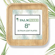 Palm Naki Square Palm Leaf Plates (25 Count) - Disposable Dinnerware, Compostable and Biodegradable Square Plates